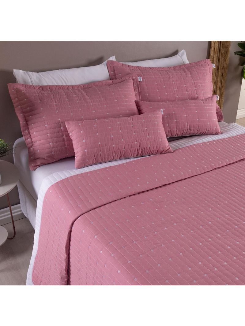 Kit Cobre Leito Casal Padrão 3 Peças Bordado Urbany Hipercal 400 Fios 100% Poliéster - Rosê