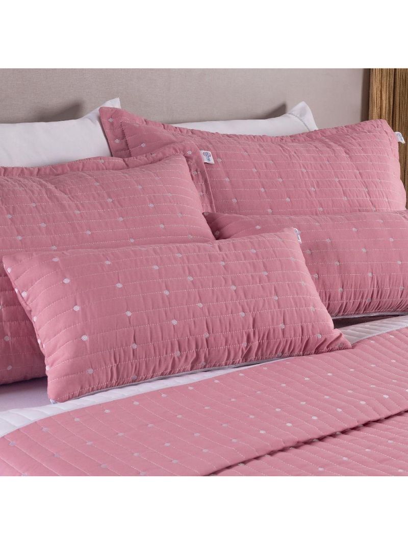 Kit Cobre Leito Casal Padrão 3 Peças Bordado Urbany Hipercal 400 Fios 100% Poliéster - Rosê