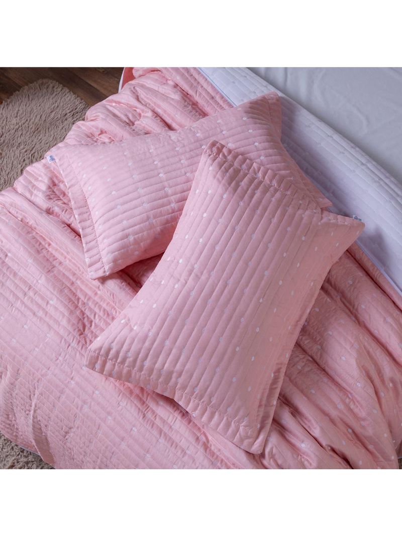 Kit Cobre Leito Casal Padrão 3 Peças Bordado Urbany Hipercal 400 Fios 100% Poliéster - Rosê