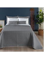 Kit Cobre Leito Casal Padrão 3 Peças Bordado Urbany Hipercal 400 Fios 100% Poliéster - Cinza