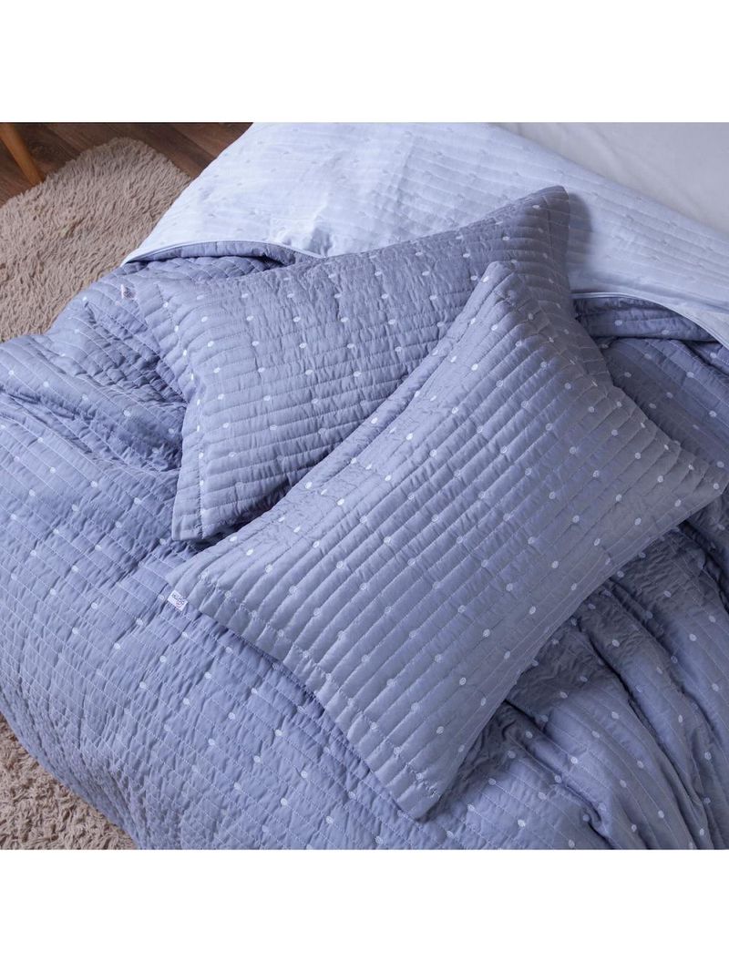 Kit Cobre Leito Casal Padrão 3 Peças Bordado Urbany Hipercal 400 Fios 100% Poliéster - Cinza