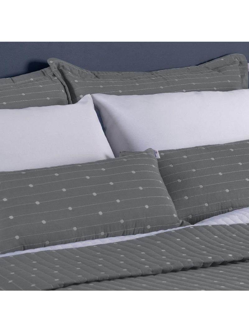 Kit Cobre Leito Casal Padrão 3 Peças Bordado Urbany Hipercal 400 Fios 100% Poliéster - Cinza