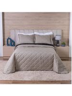 Kit Cobre Leito Dupla Face Casal Queen 3 Peças Bordado Essence Hipercal 400 Fios 100% Poliéster - Cáqui