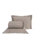 Kit Cobre Leito Dupla Face Casal Queen 3 Peças Bordado Essence Hipercal 400 Fios 100% Poliéster - Cáqui