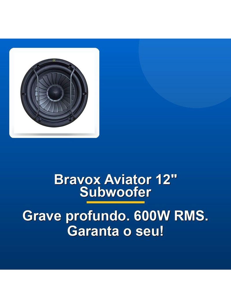 Alto Falante Subwoofer 12 Bravox Uxp Aviator 12-d2 600w Rms