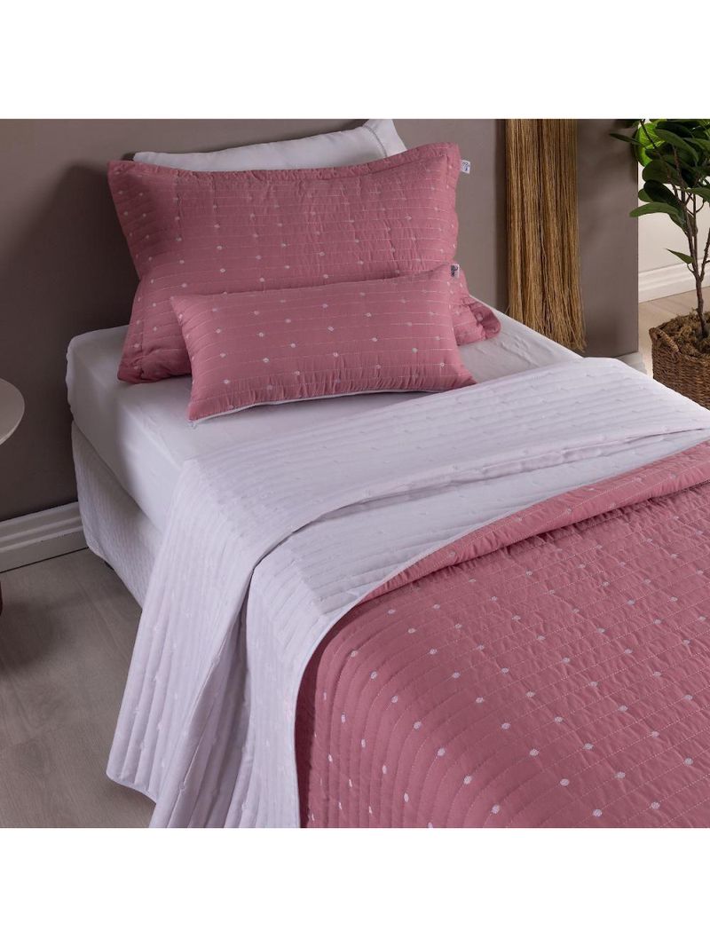 Kit Cobre Leito Solteiro 2 Peças Bordado Urbany Hipercal 400 Fios 100% Poliéster - Rosê