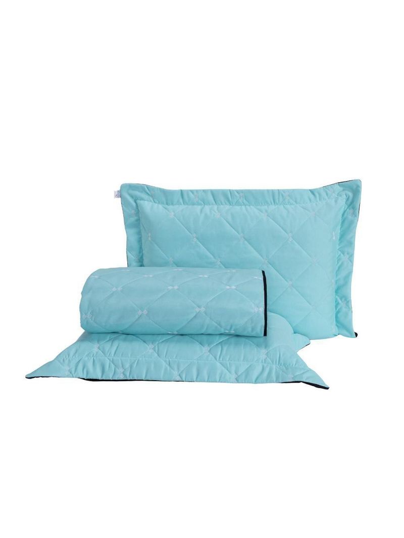 Kit Cobre Leito Dupla Face Casal Padrão 3 Peças Bordado Essence Hipercal 400 Fios 100% Poliéster - Verde Tiffany