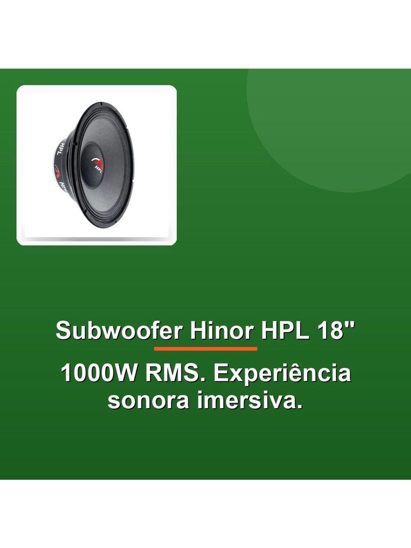Alto Falante Hinor Hpl 18 1000w Rms 8r Subwoofer