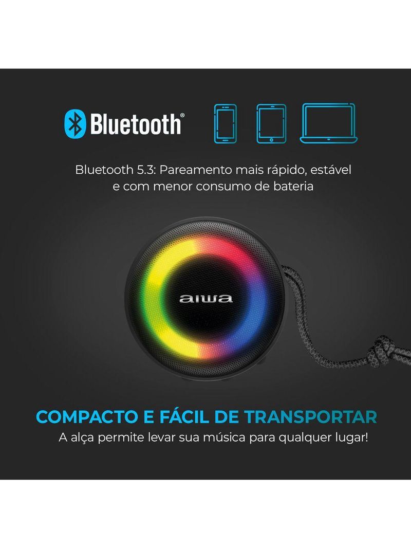Caixa De Som Speaker Aiwa Bluetooth Luzes Bivolt