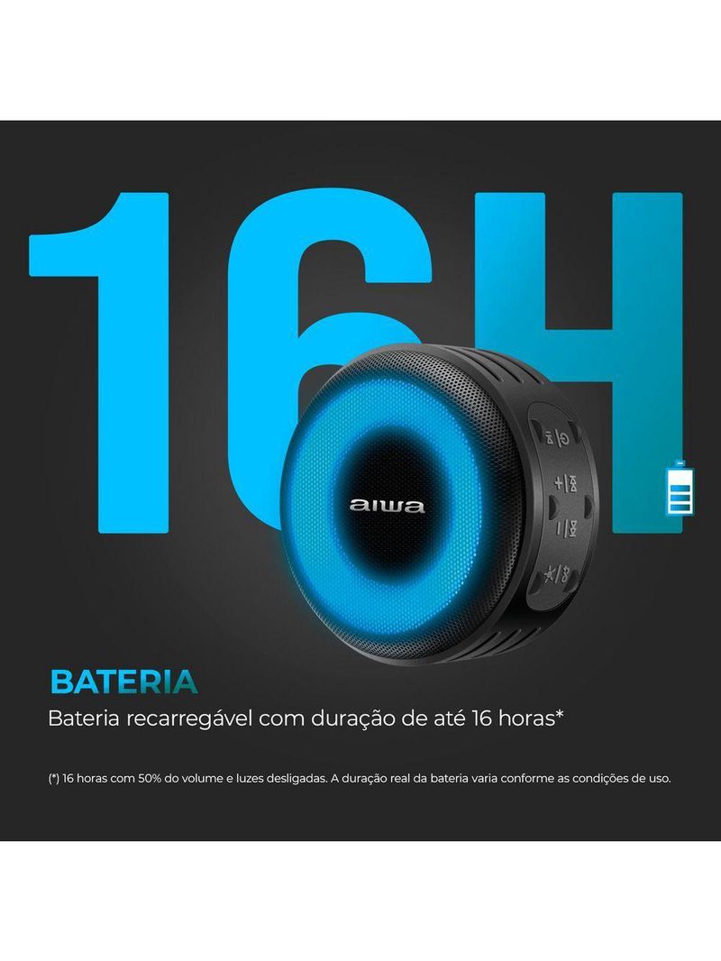 Caixa De Som Speaker Aiwa Bluetooth Luzes Bivolt
