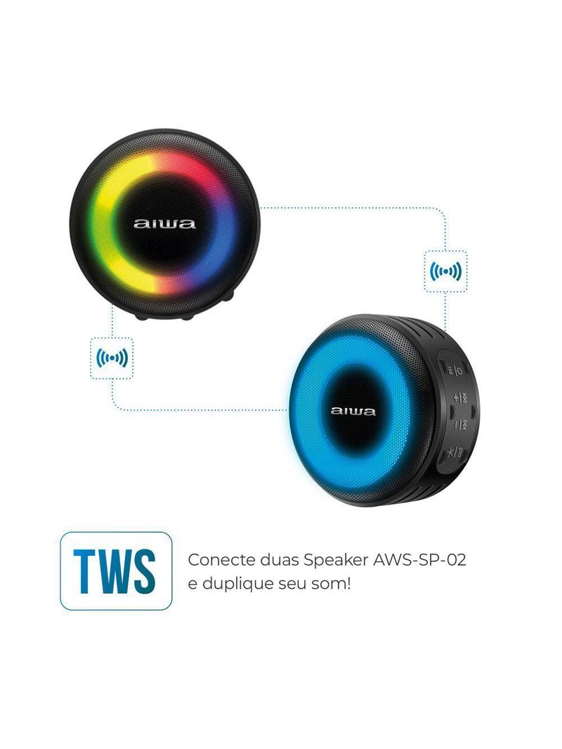 Caixa De Som Speaker Aiwa Bluetooth Luzes Bivolt