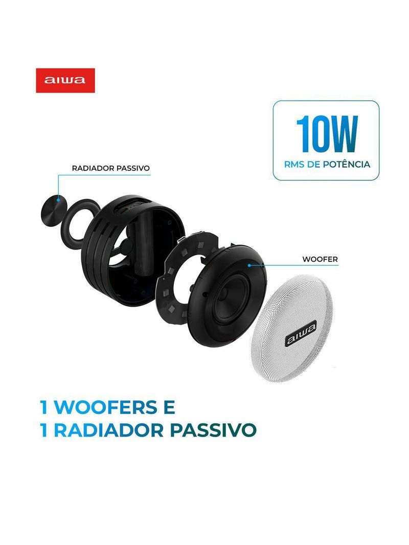 Caixa De Som Speaker Aiwa Bluetooth Luzes Bivolt