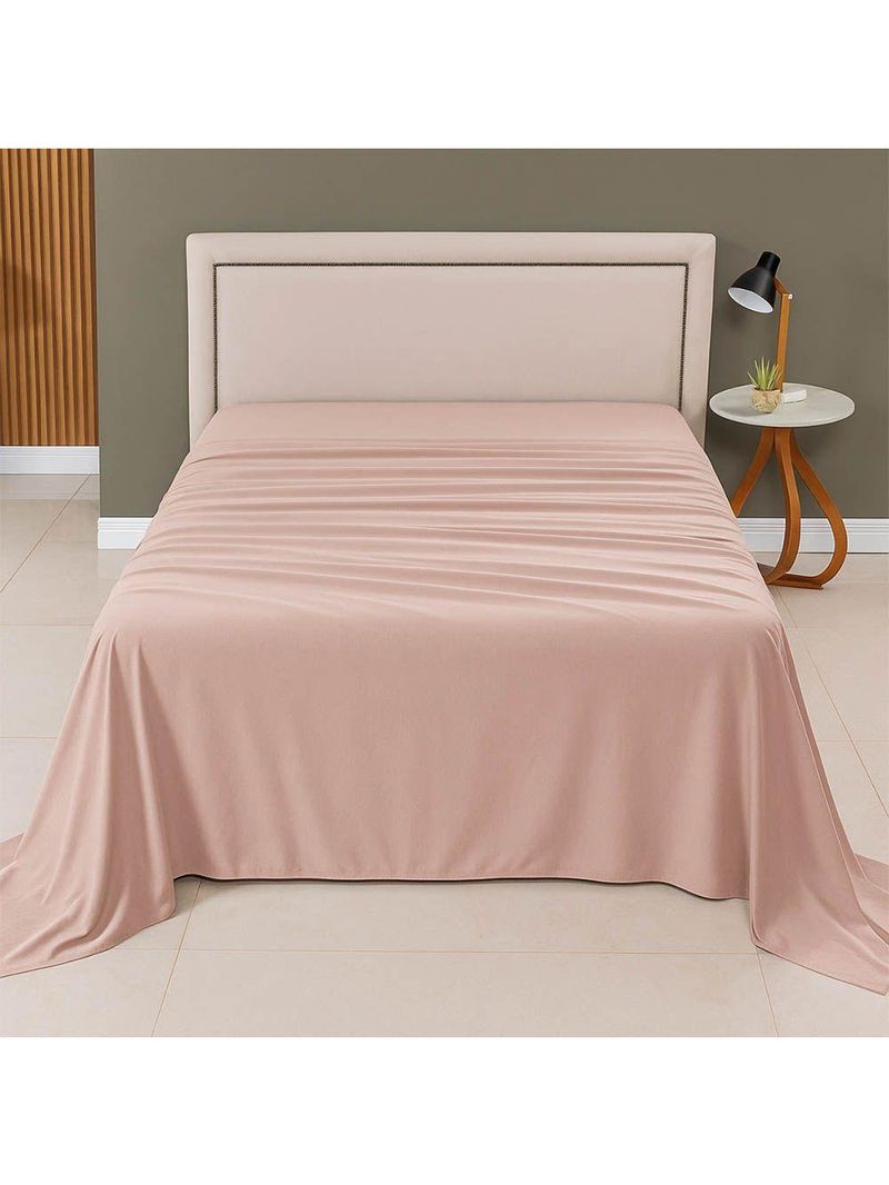 Lençol De Cima Avulso Minimal Liso Casal 01 Peça Malha 100% Algodão - Bege