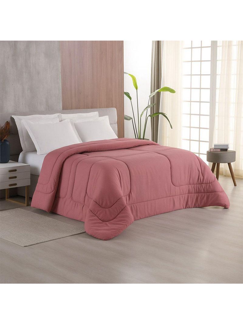 Edredom Bali Liso King 01 Peça Micropercal Dupla Face 400 Fios Macio - Rose - 100% Poliéster
