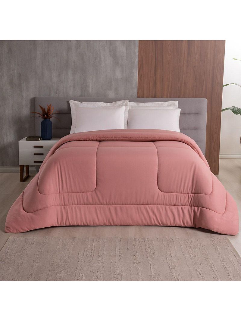 Edredom Bali Liso King 01 Peça Micropercal Dupla Face 400 Fios Macio - Rose - 100% Poliéster