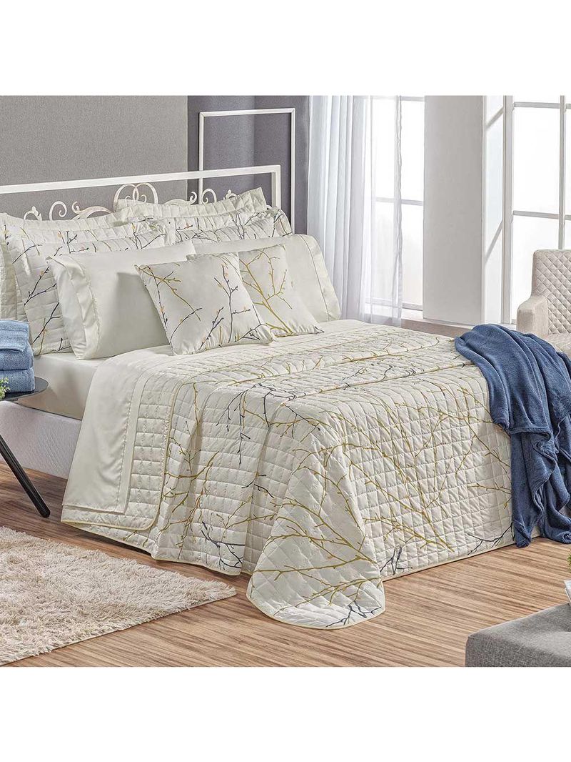 Kit Cobre Leito Colcha Tunes King 3 Peças Estampado 180 Fios - Gallys - 100% Poliéster