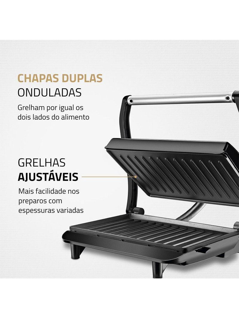 Sanduicheira E Grill Mondial Press Antiaderente Preto-inox 127 V