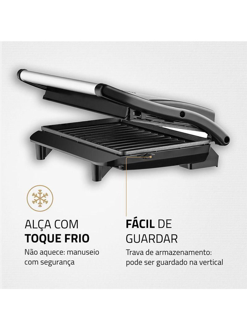 Sanduicheira E Grill Mondial Press Antiaderente Preto-inox 127 V