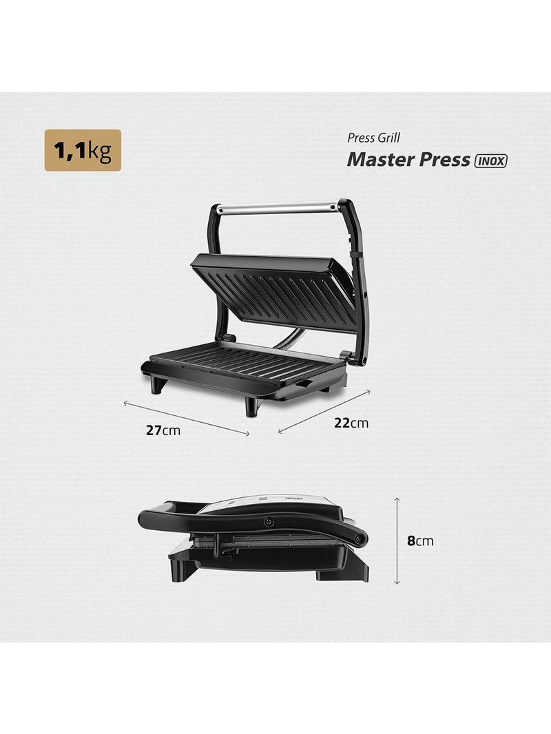 Sanduicheira E Grill Mondial Press Antiaderente Preto-inox 127 V