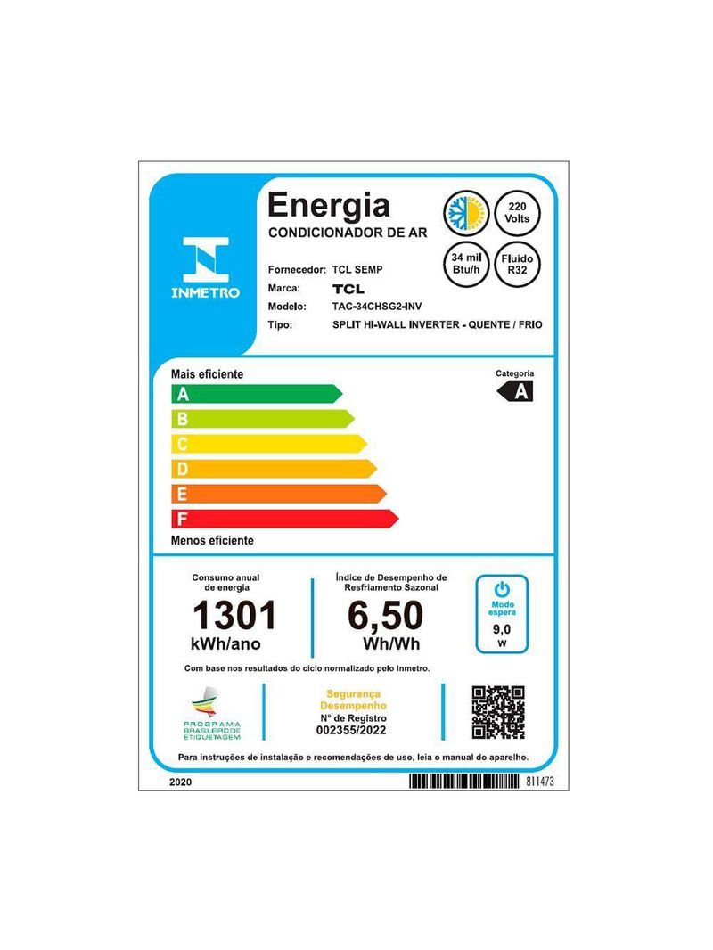 Ar Condicionado Split Hi-Wall TCL Elite G2 Inverter 34000 BTUs Quente e Frio 220V R-32