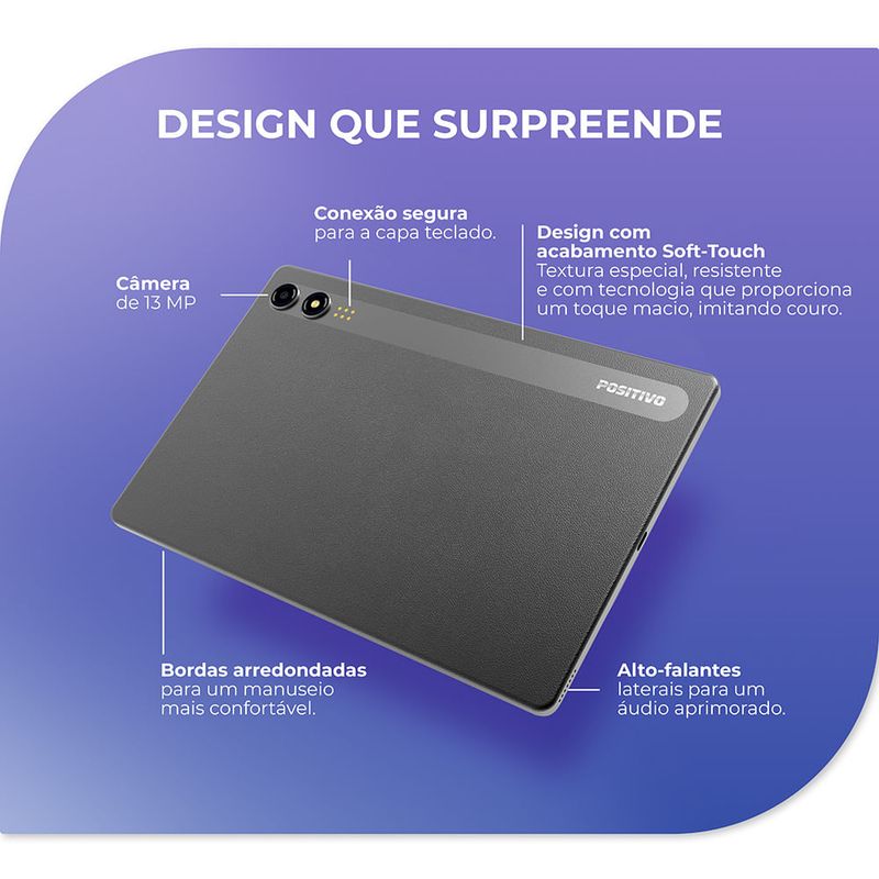 Tablet Positivo Vision TAB 11 com Capa e Caneta 4GB RAM 128GB 4G Tela 11” Full HD Octa-Core - Preto