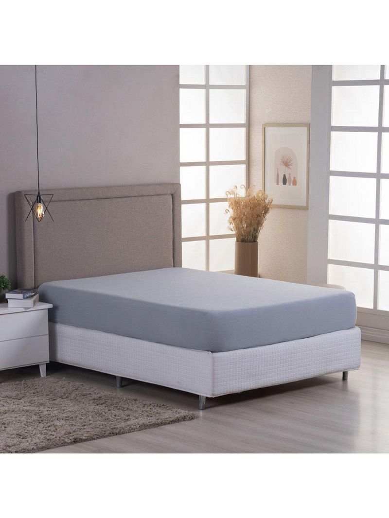 Lençol De Baixo Minimal Solteiro Avulso Com Elástico 01 Peça Malha 100% Algodão - Cinza