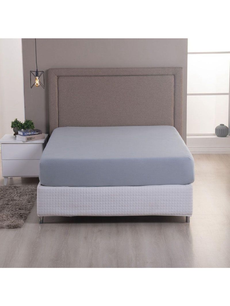 Lençol De Baixo Minimal Solteiro Avulso Com Elástico 01 Peça Malha 100% Algodão - Cinza