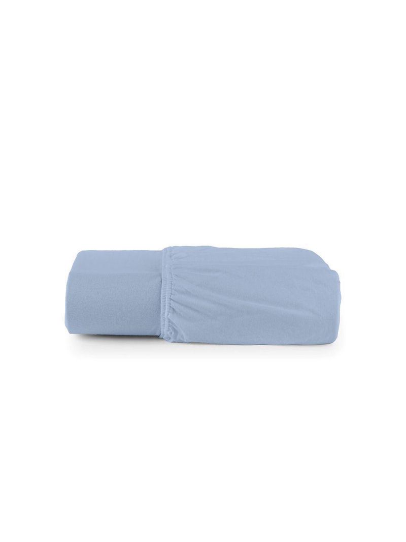 Lençol De Baixo Minimal Queen Avulso Com Elástico 01 Peça Malha 100% Algodão - Azul Claro