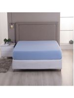 Lençol De Baixo Minimal Queen Avulso Com Elástico 01 Peça Malha 100% Algodão - Azul Claro
