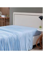 Lençol De Cima Avulso Minimal Liso Casal 01 Peça Malha 100% Algodão - Azul Claro