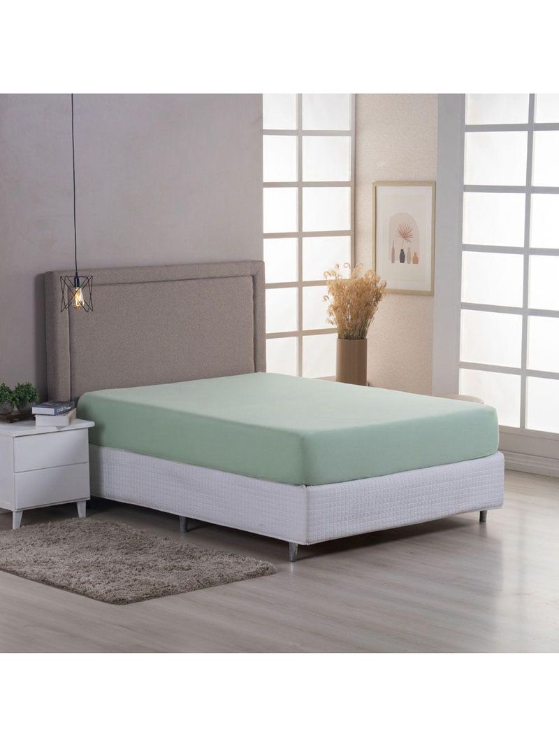 Lençol De Baixo Minimal Queen Avulso Com Elástico 01 Peça Malha 100% Algodão - Verde