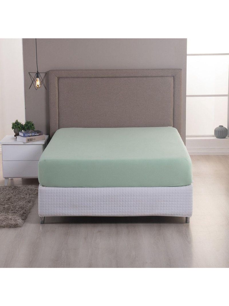 Lençol De Baixo Minimal Queen Avulso Com Elástico 01 Peça Malha 100% Algodão - Verde