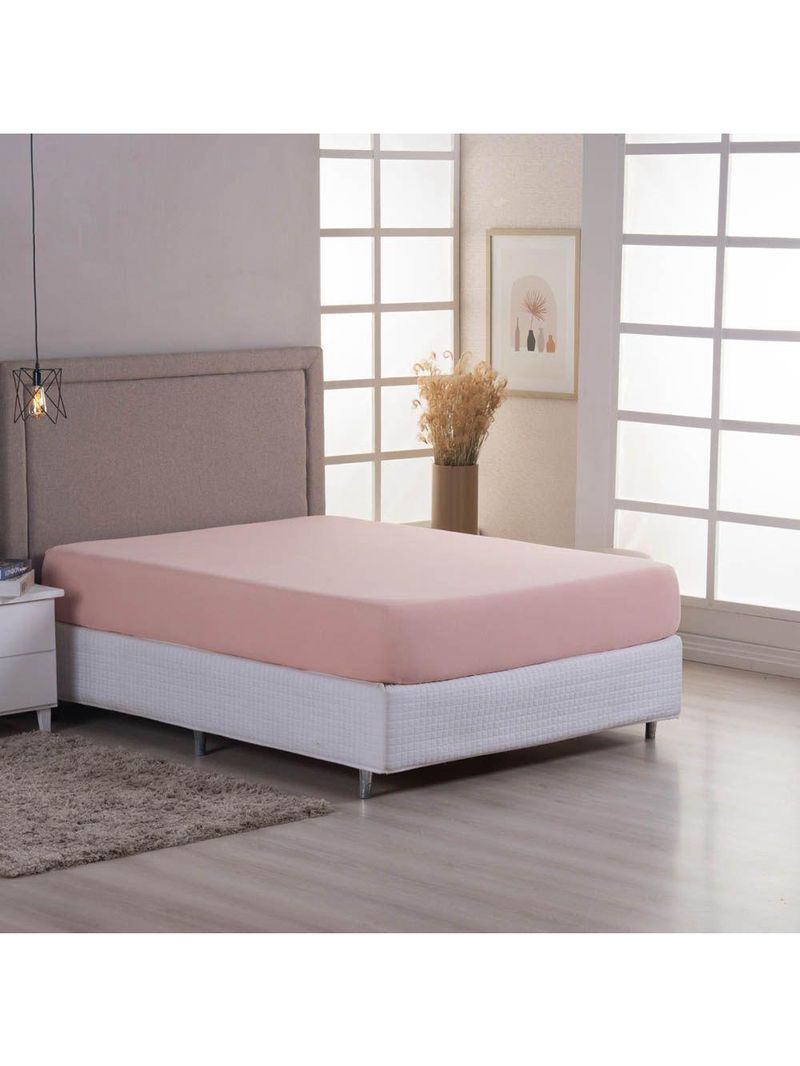 Lençol De Baixo Minimal Casal Avulso Com Elástico 01 Peça Malha 100% Algodão - Salmão