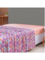 Lençol De Cima Avulso Luar Estampado Queen 01 Peça Malha 100% Algodão - Salmão Geométrico