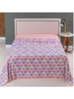 Lençol De Cima Avulso Luar Estampado Queen 01 Peça Malha 100% Algodão - Salmão Geométrico