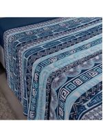 Lençol De Cima Avulso Luar Estampado King 01 Peça Malha 100% Algodão - Azul Marinho Geométrico