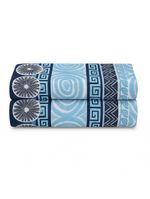 Lençol De Cima Avulso Luar Estampado King 01 Peça Malha 100% Algodão - Azul Marinho Geométrico