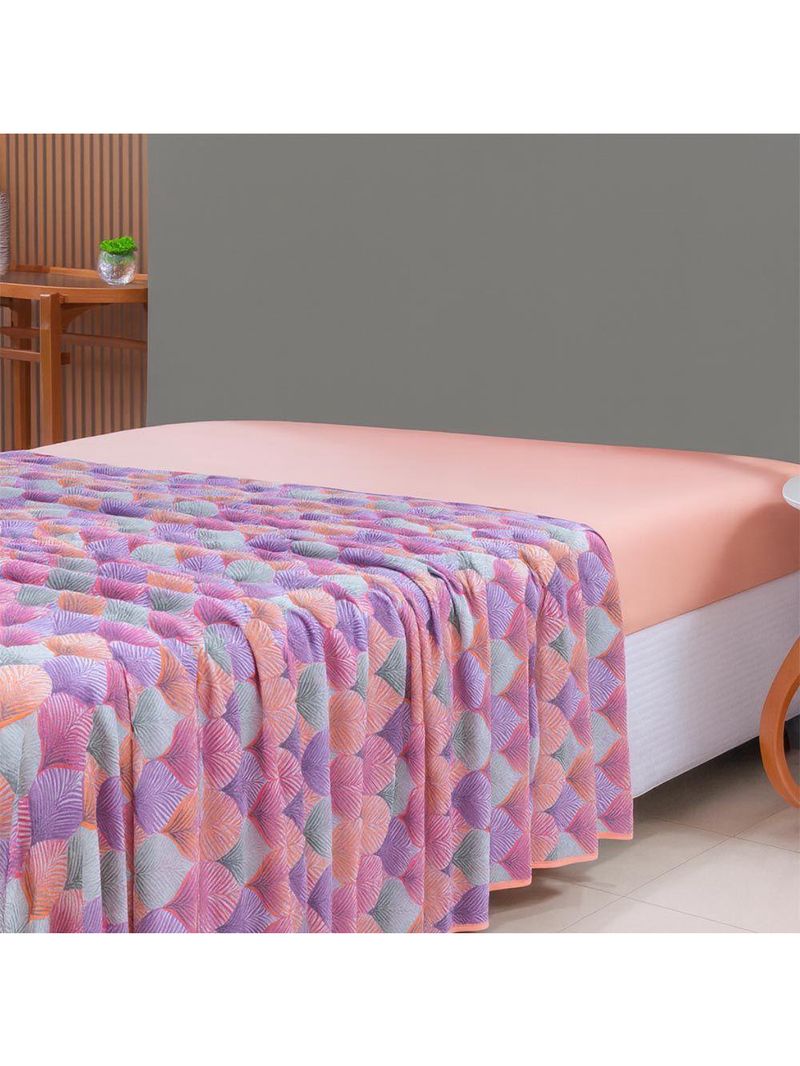 Lençol De Cima Avulso Luar Estampado Casal 01 Peça Malha 100% Algodão - Salmão Geométrico