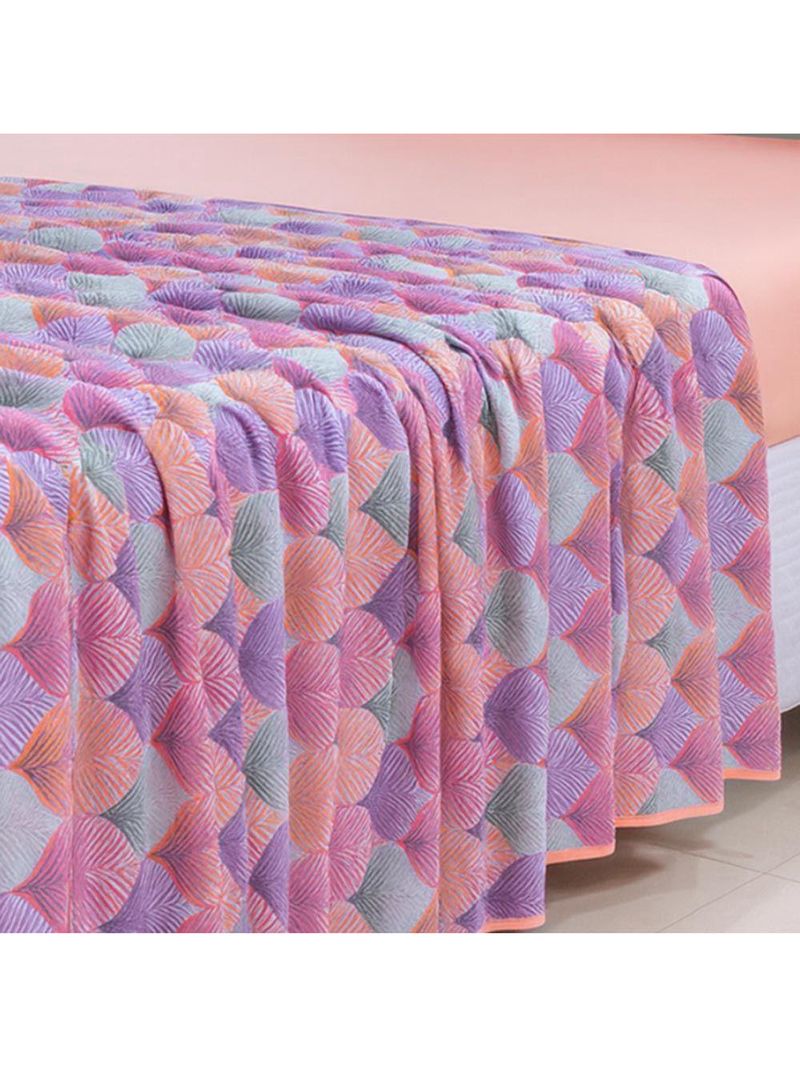 Lençol De Cima Avulso Luar Estampado Casal 01 Peça Malha 100% Algodão - Salmão Geométrico