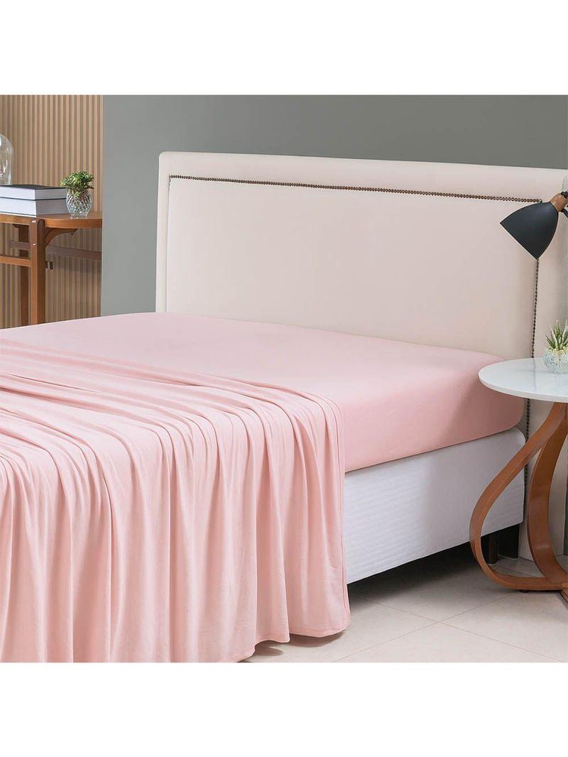 Lençol De Cima Avulso Minimal Liso King 01 Peça Malha 100% Algodão - Rose