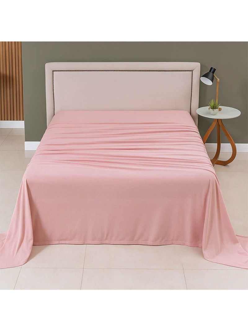 Lençol De Cima Avulso Minimal Liso King 01 Peça Malha 100% Algodão - Rose