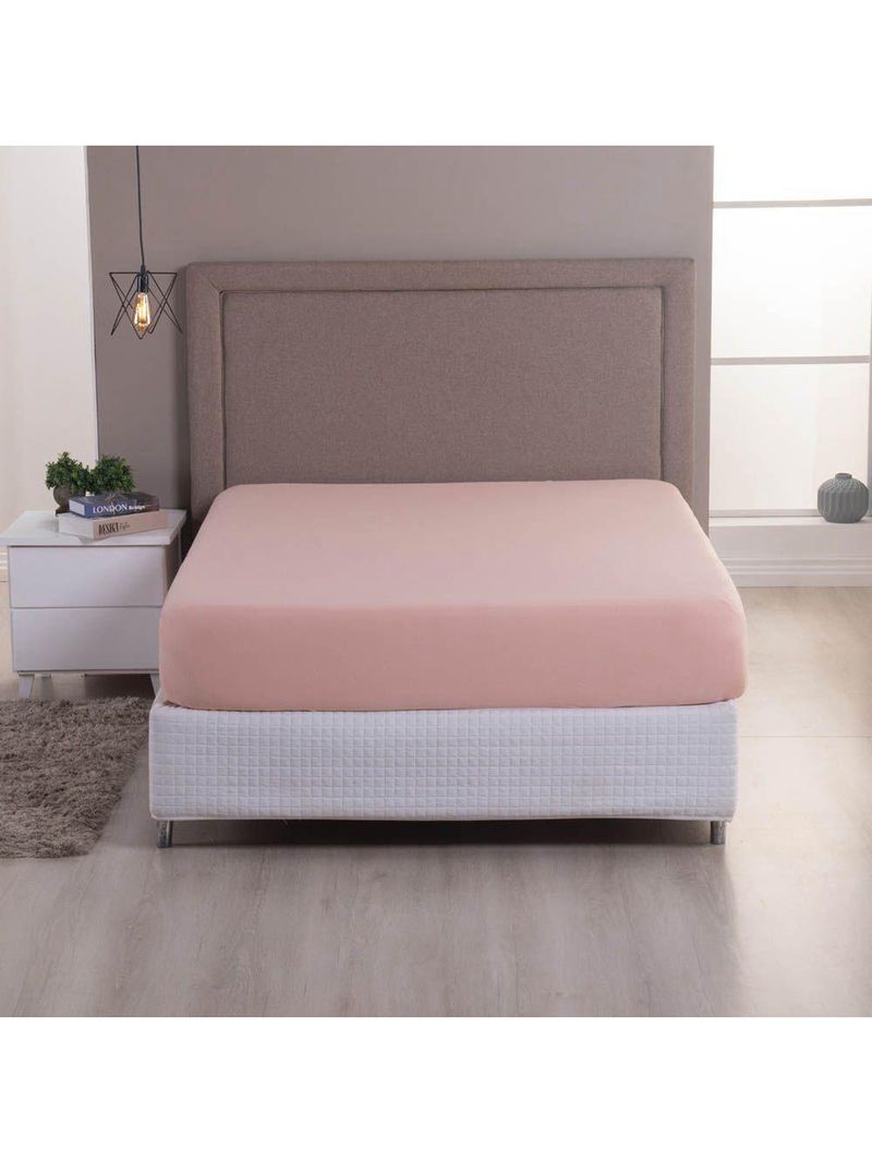 Lençol De Baixo Minimal Queen Avulso Com Elástico 01 Peça Malha 100% Algodão - Salmão