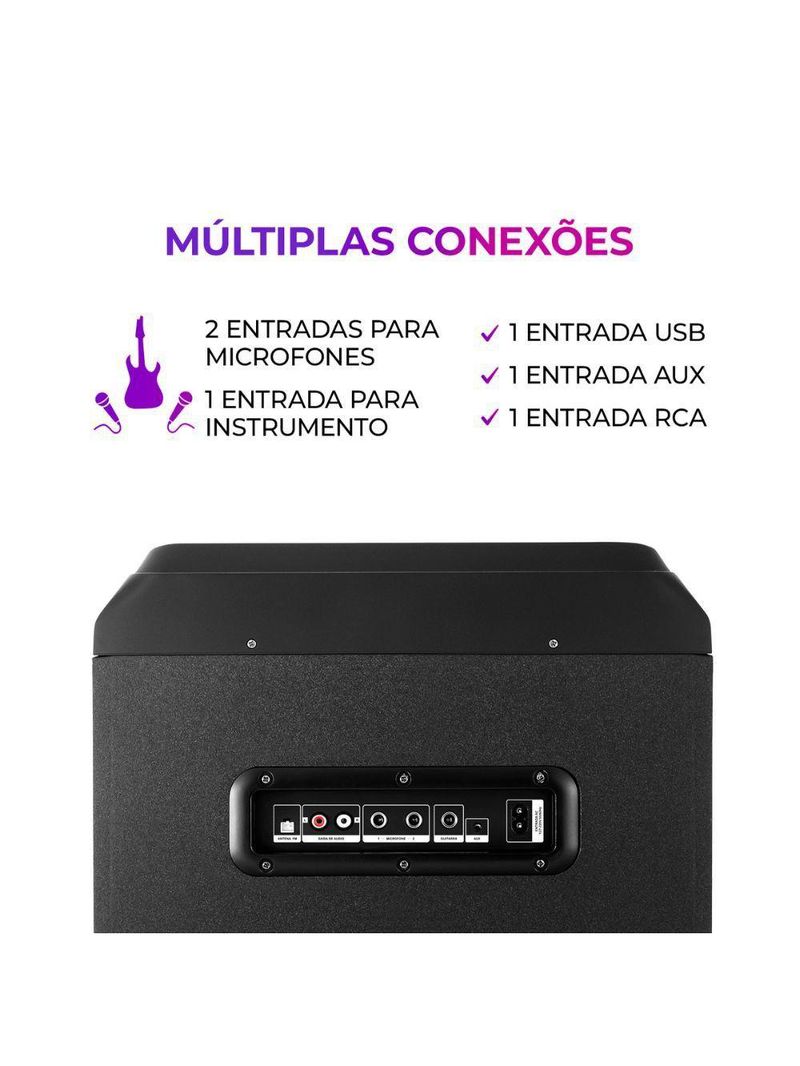 Caixa De Som Aiwa Torre Bluetooth 2300w Aws-t2w-02 Preto Bivolt