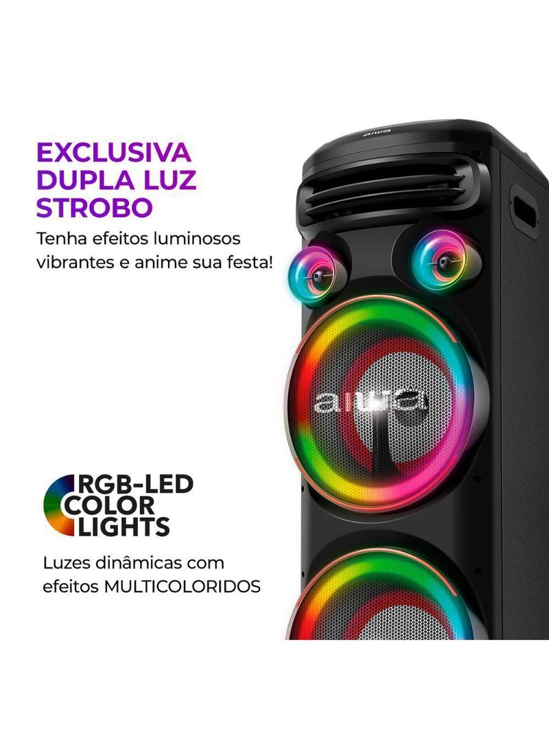 Caixa De Som Aiwa Torre Bluetooth 2300w Aws-t2w-02 Preto Bivolt