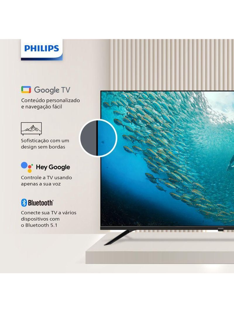 TV Philips Smart Google TV 4K HDR 50 50PUG7019 Preto Bivolt