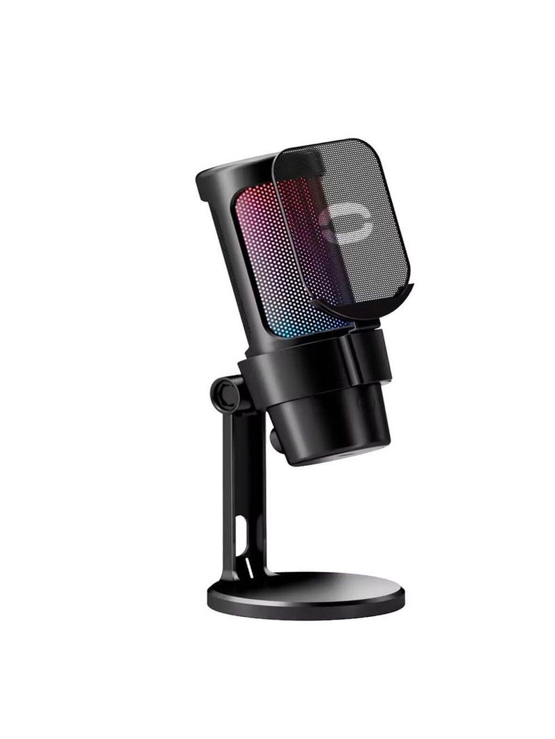 Microfone Gamer Condensador Rgb Alta Sensibilidade Preto