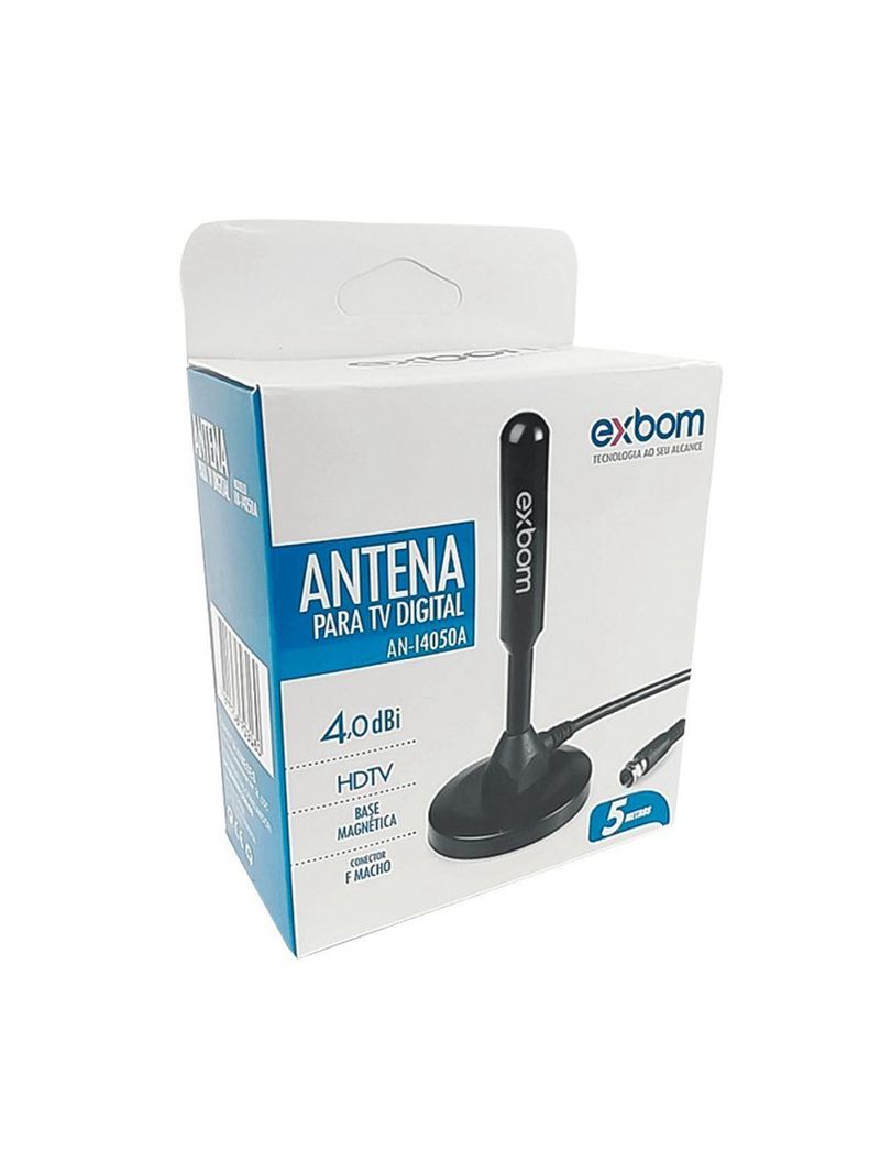Antena Digital Portátil Amplificada 5 Metros Interna Externa