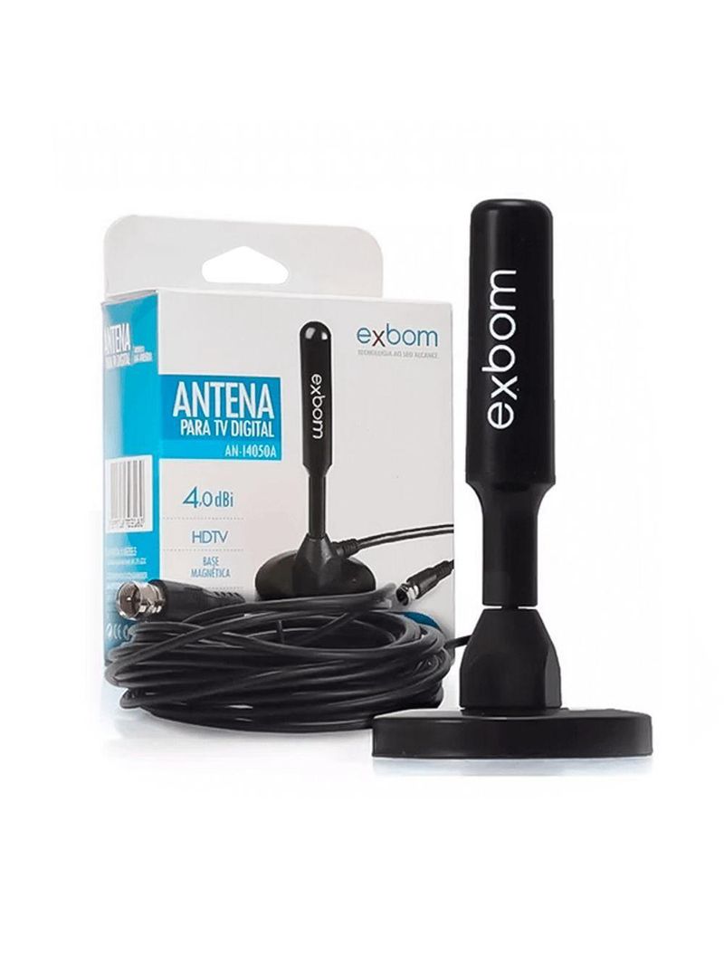 Antena Digital Portátil Amplificada 5 Metros Interna Externa