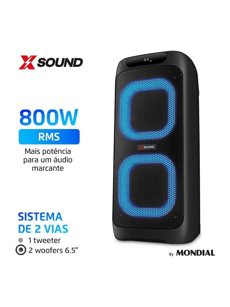 Party Box XSound Mondial Preto 800W PBX-800 Party Box PBX-800 Bivolt