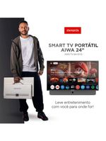 Smart TV Portátil Aiwa 24” Full HD HDR10 Dolby Audio Google TV Bateria De 3h AWS-TV-24-01-G Bivolt